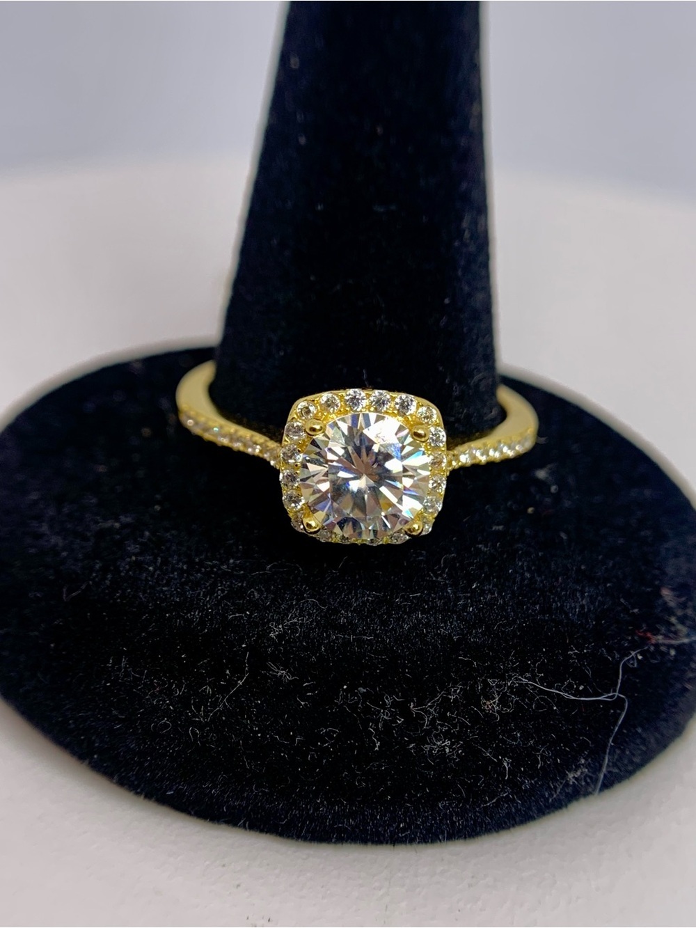 Yellow Gold Halo Moissanite Engagement Ring GRA Certified Wedding Anniversary